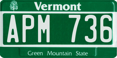 VT license plate APM736