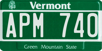 VT license plate APM740