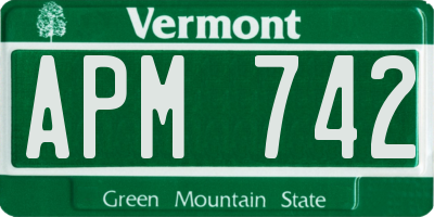 VT license plate APM742