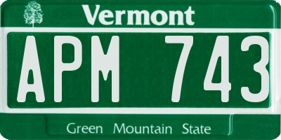 VT license plate APM743
