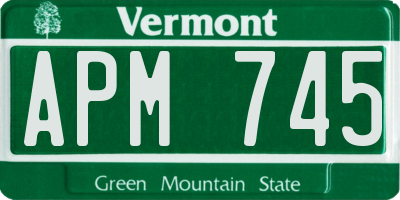VT license plate APM745
