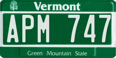 VT license plate APM747