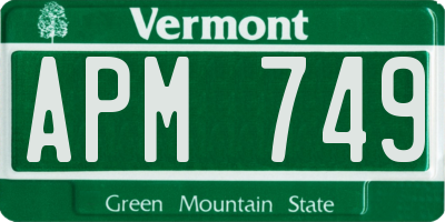 VT license plate APM749