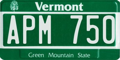 VT license plate APM750
