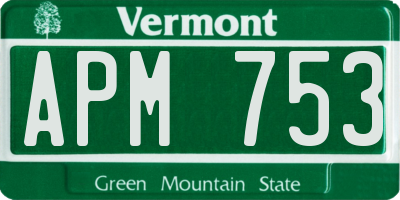 VT license plate APM753