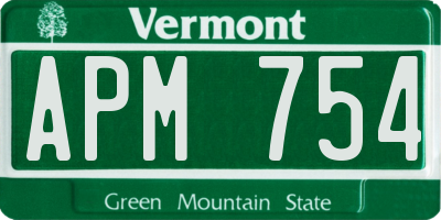 VT license plate APM754