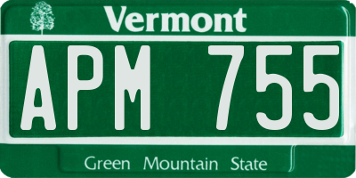 VT license plate APM755