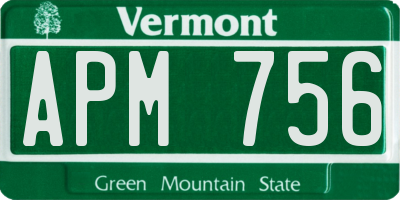 VT license plate APM756