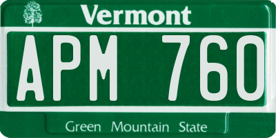 VT license plate APM760