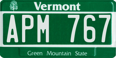 VT license plate APM767