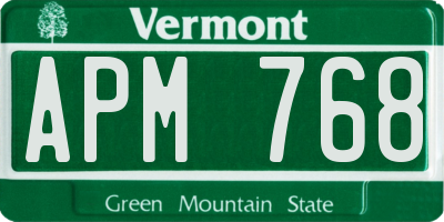 VT license plate APM768