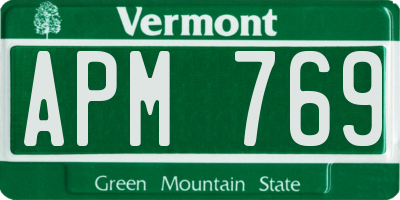 VT license plate APM769