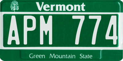 VT license plate APM774