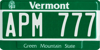 VT license plate APM777