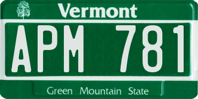 VT license plate APM781