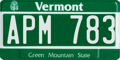 VT license plate APM783