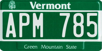 VT license plate APM785