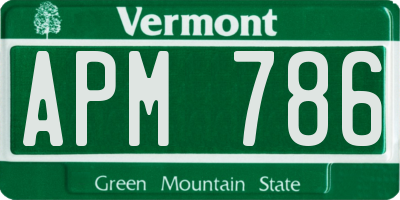 VT license plate APM786
