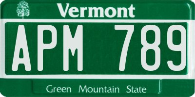 VT license plate APM789