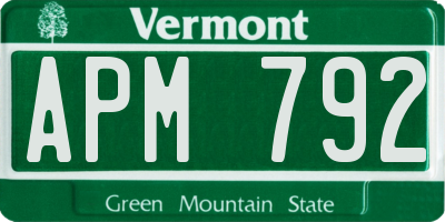 VT license plate APM792