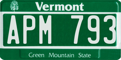 VT license plate APM793