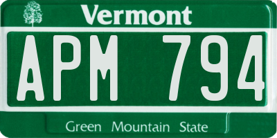 VT license plate APM794