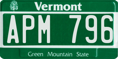 VT license plate APM796