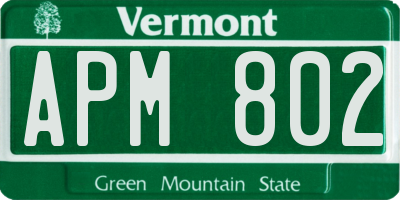 VT license plate APM802