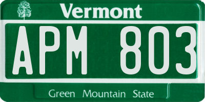 VT license plate APM803