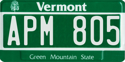 VT license plate APM805