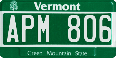 VT license plate APM806