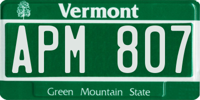 VT license plate APM807