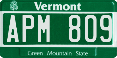 VT license plate APM809