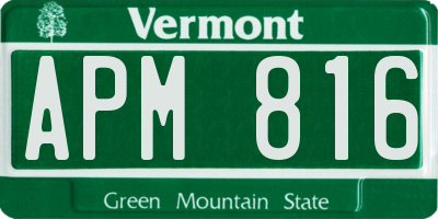 VT license plate APM816