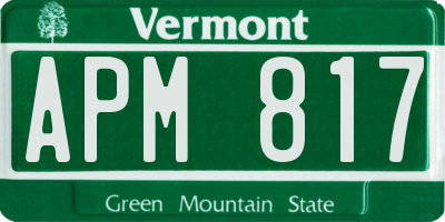 VT license plate APM817