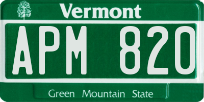 VT license plate APM820