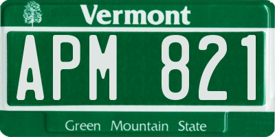 VT license plate APM821