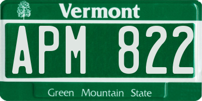 VT license plate APM822
