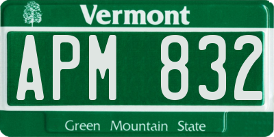 VT license plate APM832