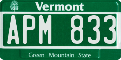 VT license plate APM833