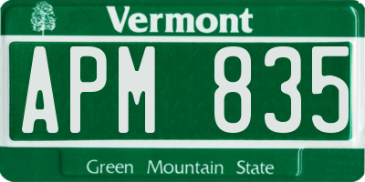 VT license plate APM835