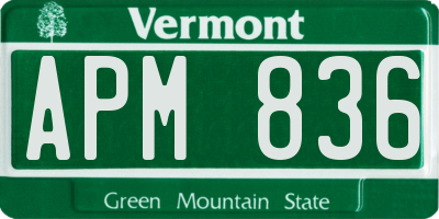 VT license plate APM836