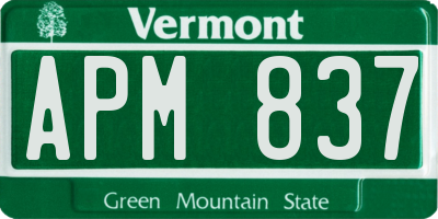 VT license plate APM837