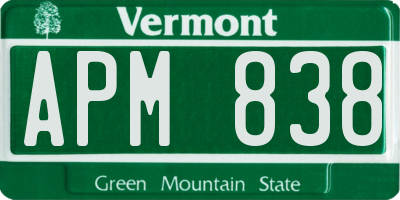 VT license plate APM838