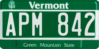VT license plate APM842