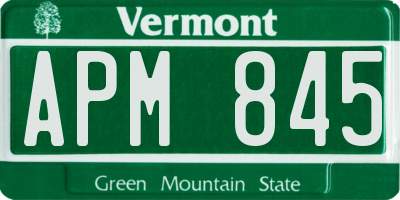 VT license plate APM845