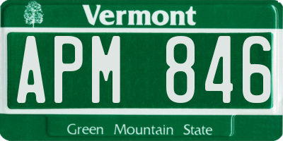 VT license plate APM846