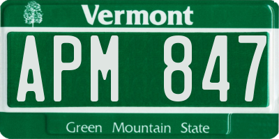 VT license plate APM847