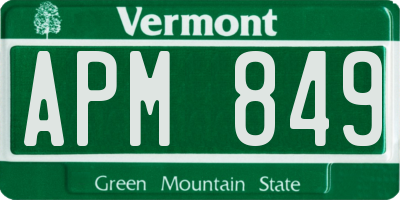 VT license plate APM849
