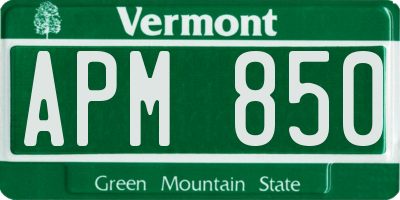 VT license plate APM850